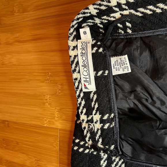 Vintage Wool Blend Black and White Plaid Skirt - Picture 4 of 9